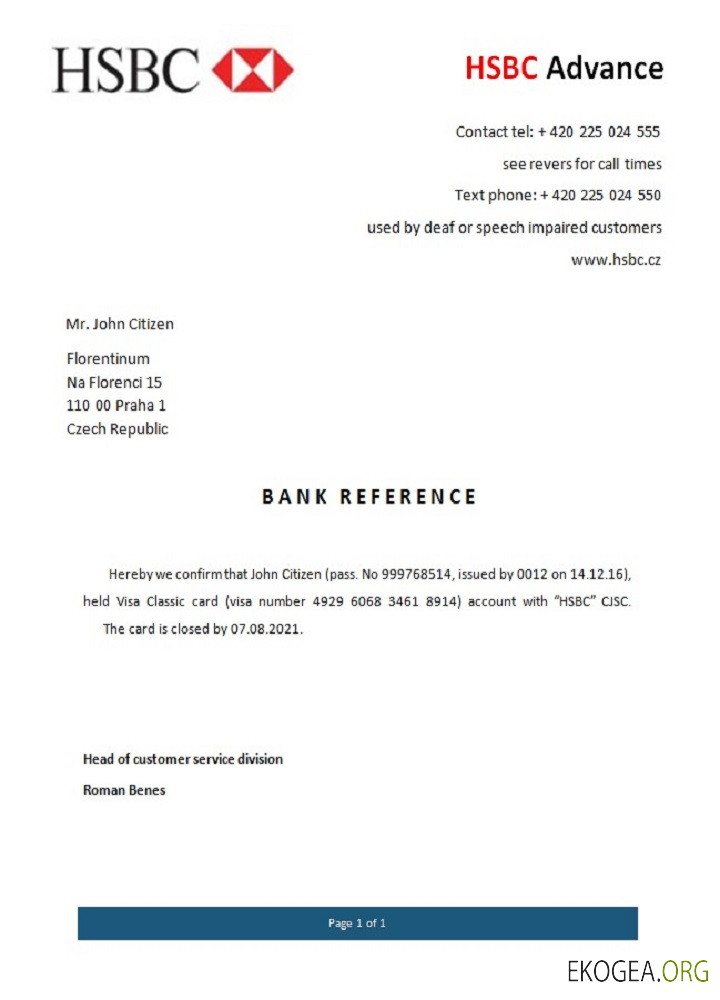 Référence République tchèque , HSBC , closure